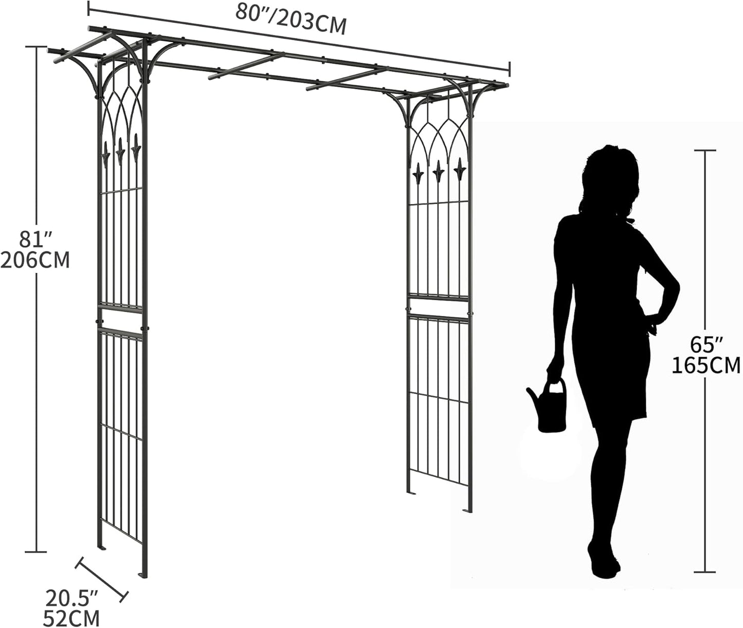 YITAHOME Metal Garden Arbor, 81" H Garden Arch Trellis for Climbing Plants Outdoor Backyard Lawn, Wedding Arches for Ceremony Decoration