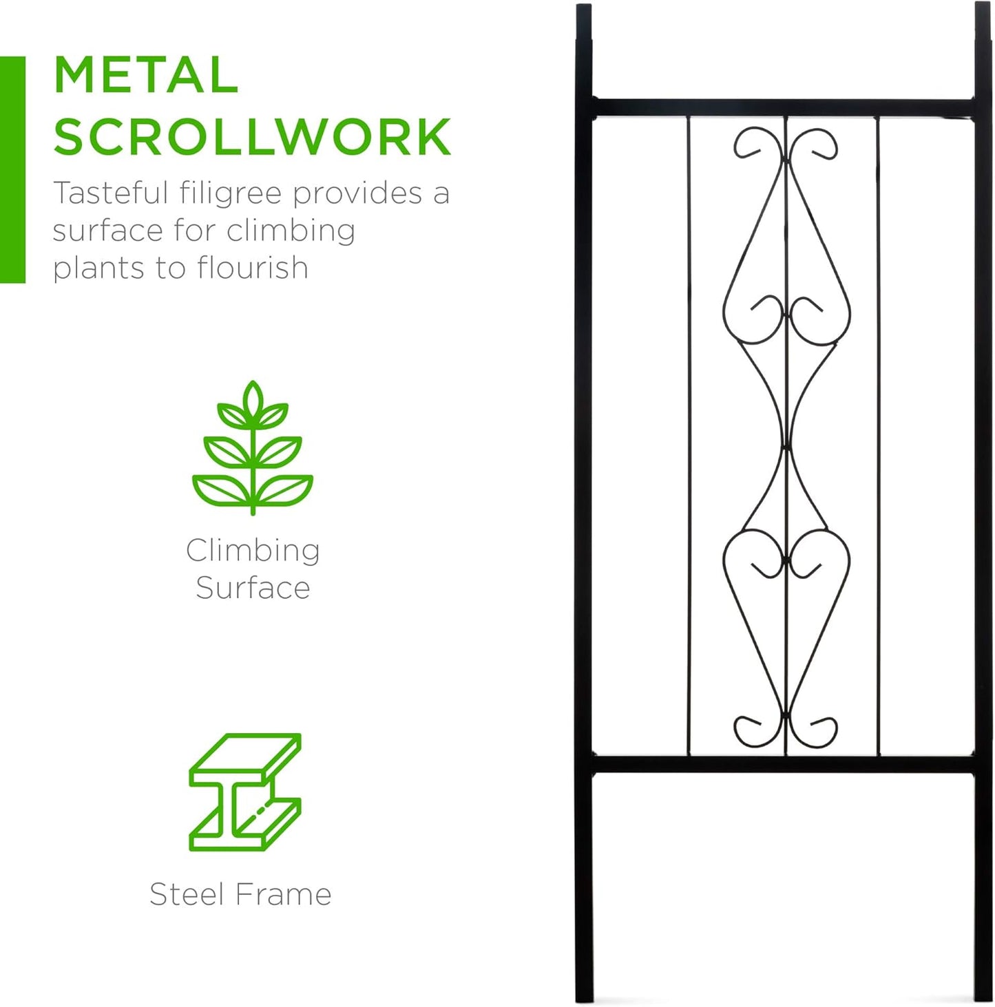 Best Choice Products 92in Steel Garden Arch Arbor Trellis for Outdoor, Yard, Garden, Climbing Plants w/Decorative Wire Lattice - Black