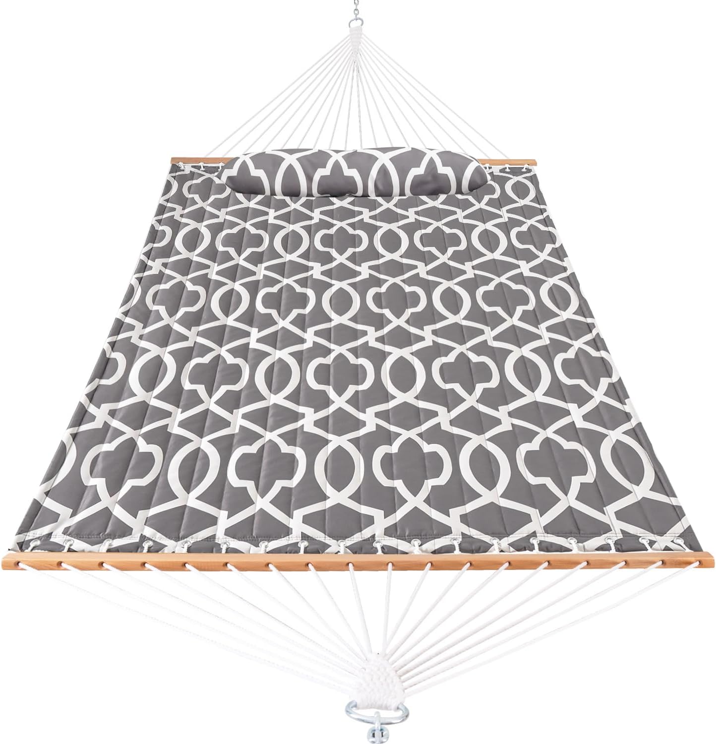 Lazy Daze Hammocks 12 FT Double Layered Quilted Fabric Hammock Swing with Pillow and Carrying Bag, Elegant Tassels and Spread Bar Heavy Duty Stylish for Two Person, Floral