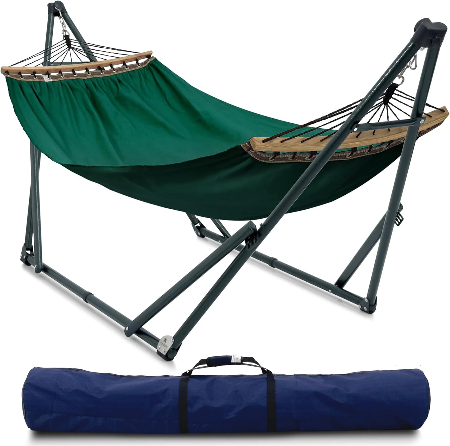 Tranquillo Universal Double Hammock with Stand Included for 2 Persons/Foldable Hammock Stand 600 lbs Capacity Portable Case - Inhouse, Outdoor, Camping, Sky
