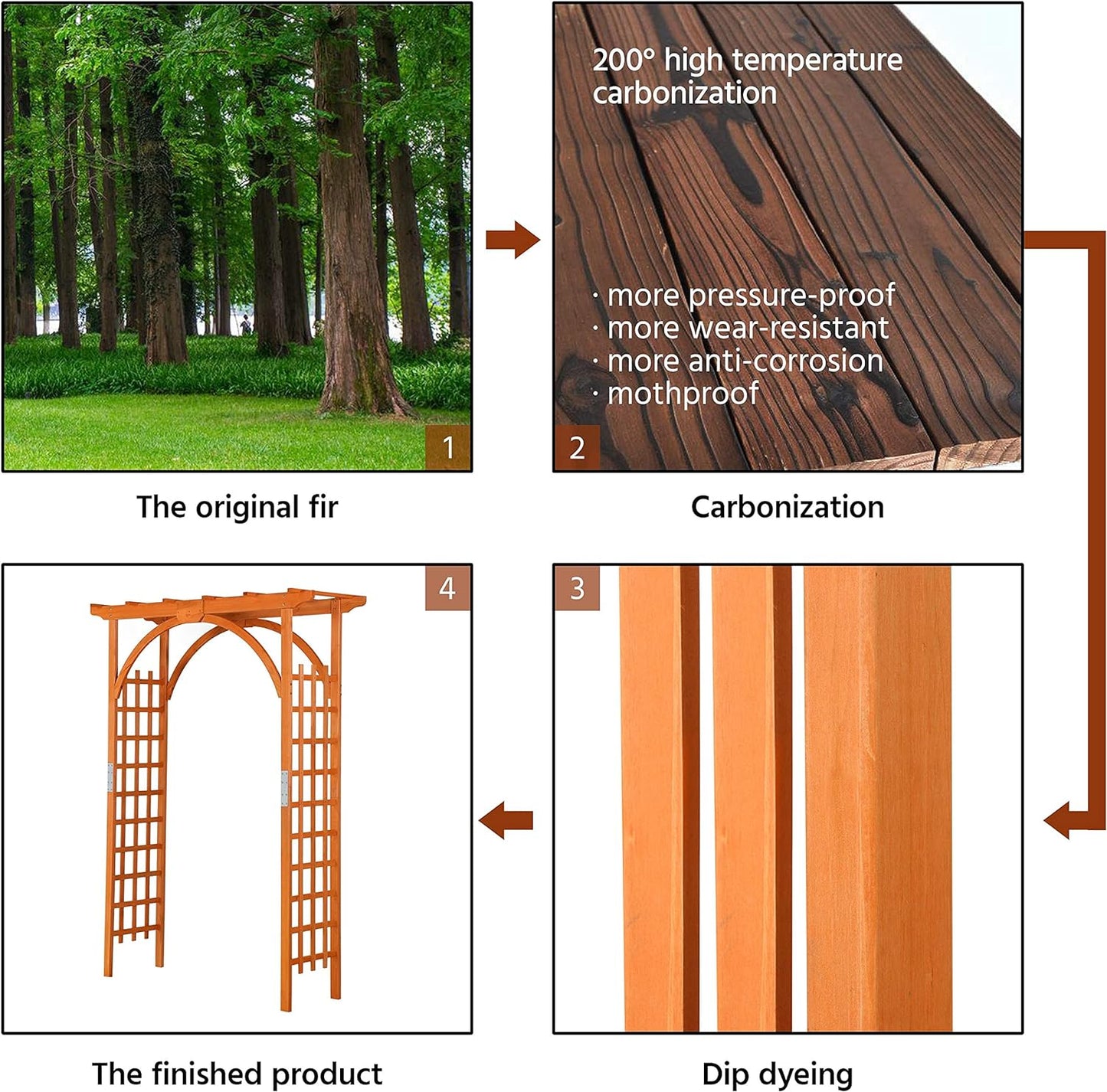 Yaheetech 85in Wooden Garden Trellis Horticulture Garden Arch Arbor for Climbing Planting Plant Stand in Garden Yard Outdoor, Brown