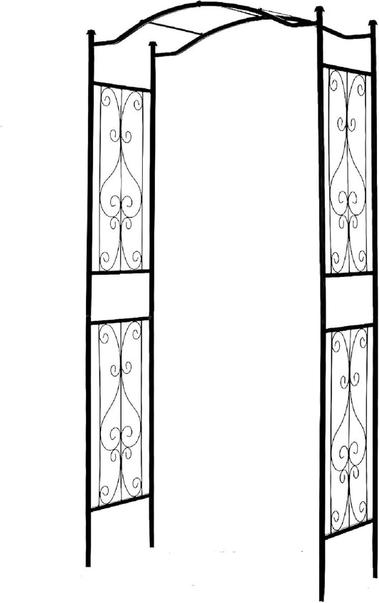 SCENDOR 92'' H x 44'' W Garden Arch Arbor Trellis for Outdoor, Trellis Plants Support with Metal Durable Iron Use for Climbing Plants w/Decorative Wire Lattice - Black