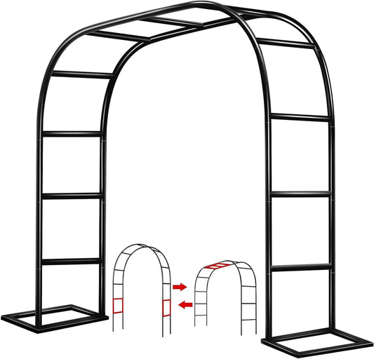 Garden Arch Trellis for Climbing Plants Outdoor Wedding Arches for Ceremony Black Metal Garden Arbor Indoor Garden Arches for Party Decoration 7.9ft Wide X 6.4ft High (Black)