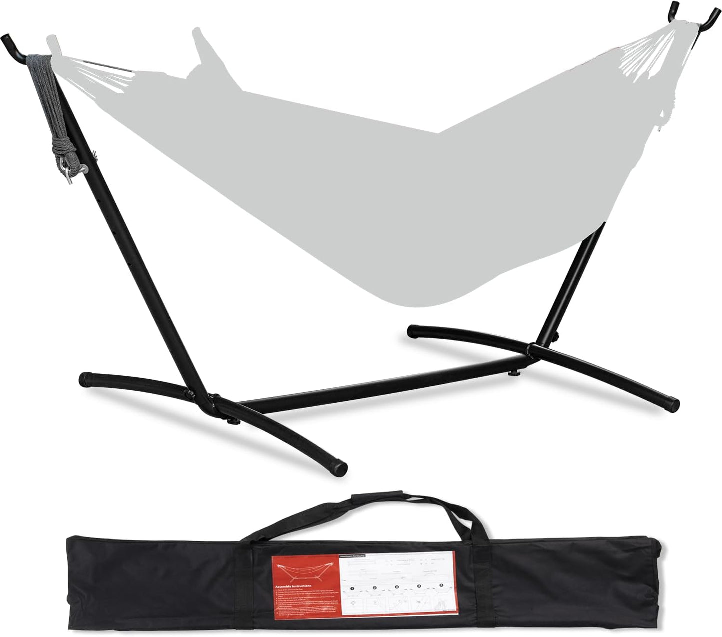 PNAEUT Double Hammocks with Stand for Outside, Portable Space Saving Heavy-Duty Steel Stand for Indoor Outdoor Patio with Carrying Bag, 450 lbs Capacity (Navy)