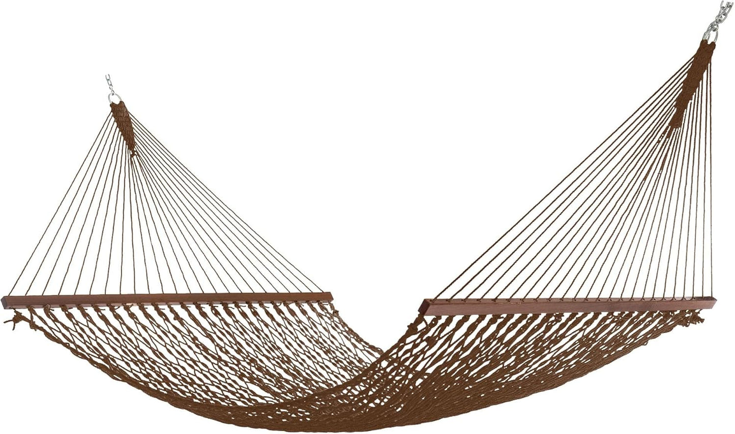 Hatteras Hammocks Deluxe Oatmeal Duracord Rope Hammock with Free Extension Chains & Tree Hooks, Handcrafted in The USA, 450 LB Weight Capacity, 13 ft. x 60 in