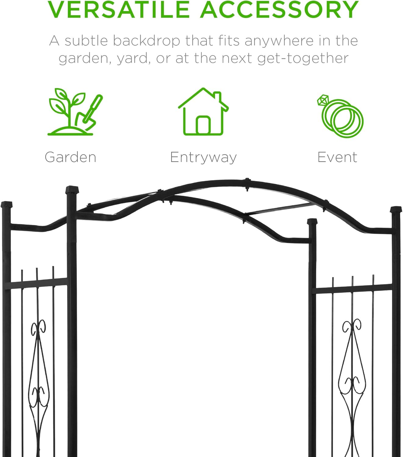 Best Choice Products 92in Steel Garden Arch Arbor Trellis for Outdoor, Yard, Garden, Climbing Plants w/Decorative Wire Lattice - Black