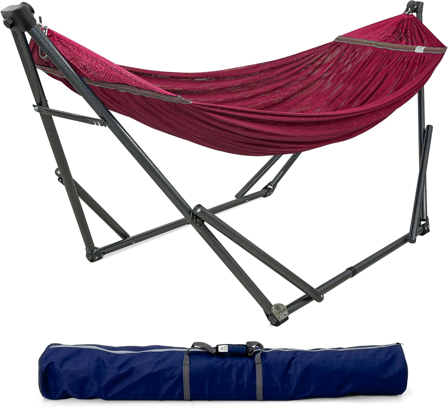 Tranquillo Camping Hammock and Stand, Collapsible Camping Hammock and Stand, 600 lbs Capacity Foldable Hammock for 2 Persons, Premium Noiseless No Screws Heavy Duty Multifunctional Stand, Blue