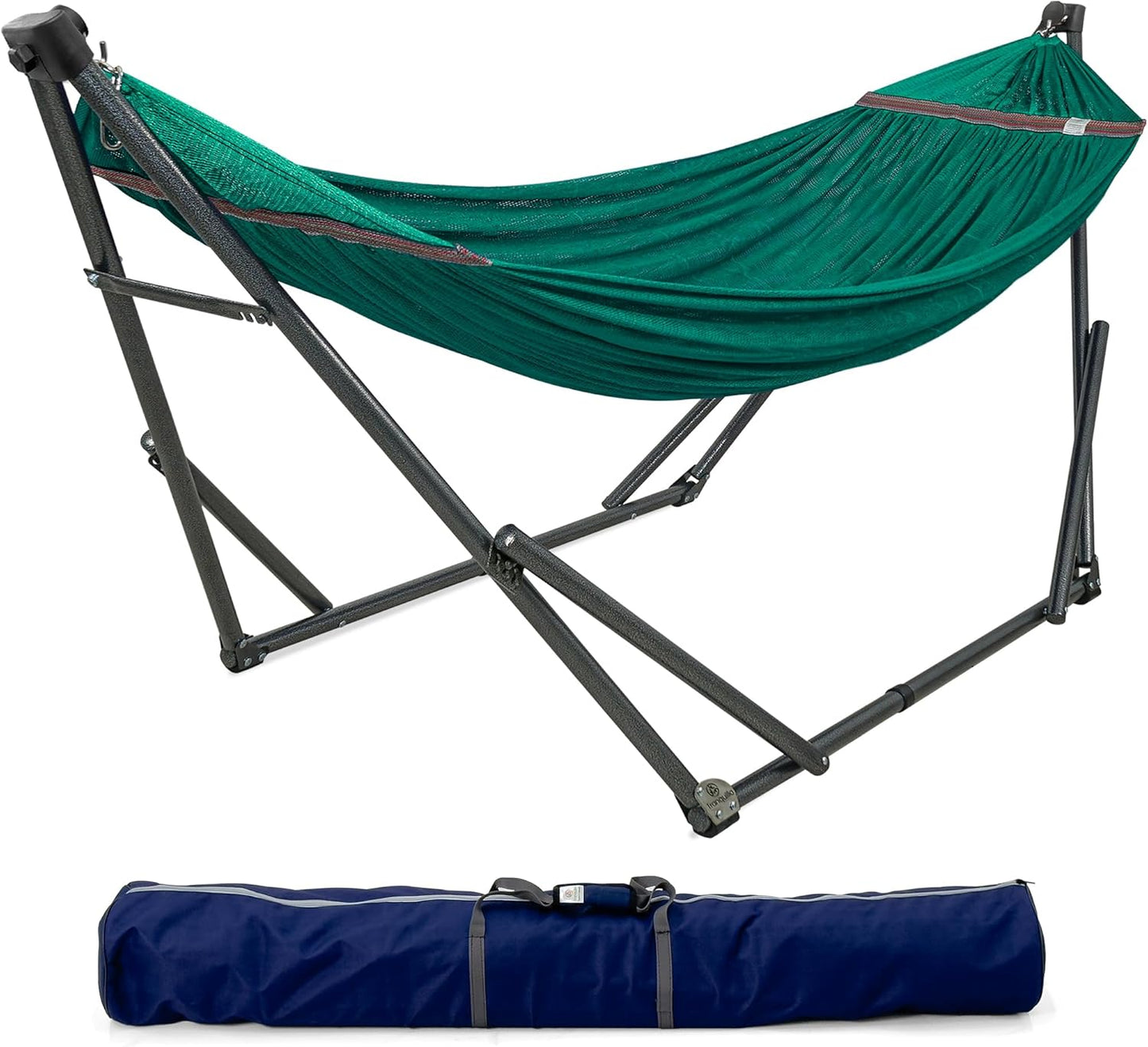 Tranquillo Camping Hammock and Stand, Collapsible Camping Hammock and Stand, 600 lbs Capacity Foldable Hammock for 2 Persons, Premium Noiseless No Screws Heavy Duty Multifunctional Stand, Blue