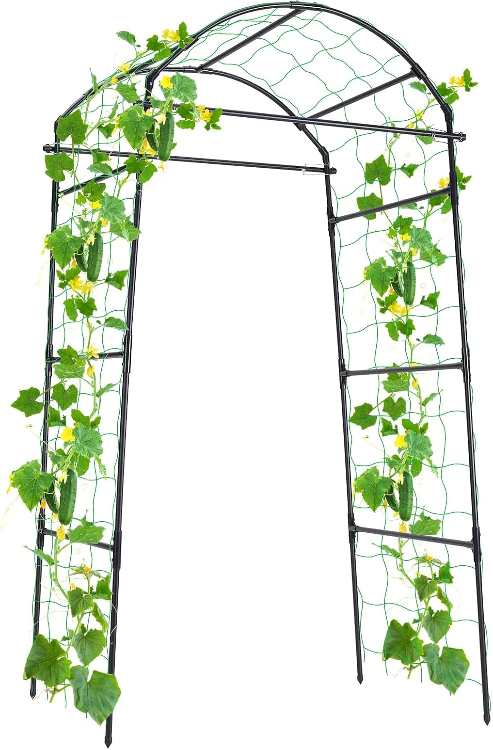 Cucumber Trellis, 6.7ft Tall Garden Arch Trellis for Climbing Plants Outdoor Arbor Support Vine Vegetable Tomato Bean Pea Grape Squash Pumpkin Cucumber Trellis Raised Bed, Lightweight, Black