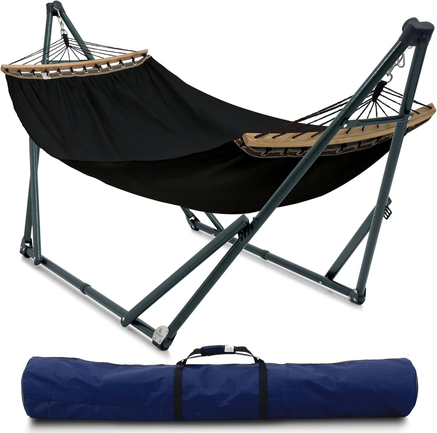 Tranquillo Universal Double Hammock with Stand Included for 2 Persons/Foldable Hammock Stand 600 lbs Capacity Portable Case - Inhouse, Outdoor, Camping, Sky
