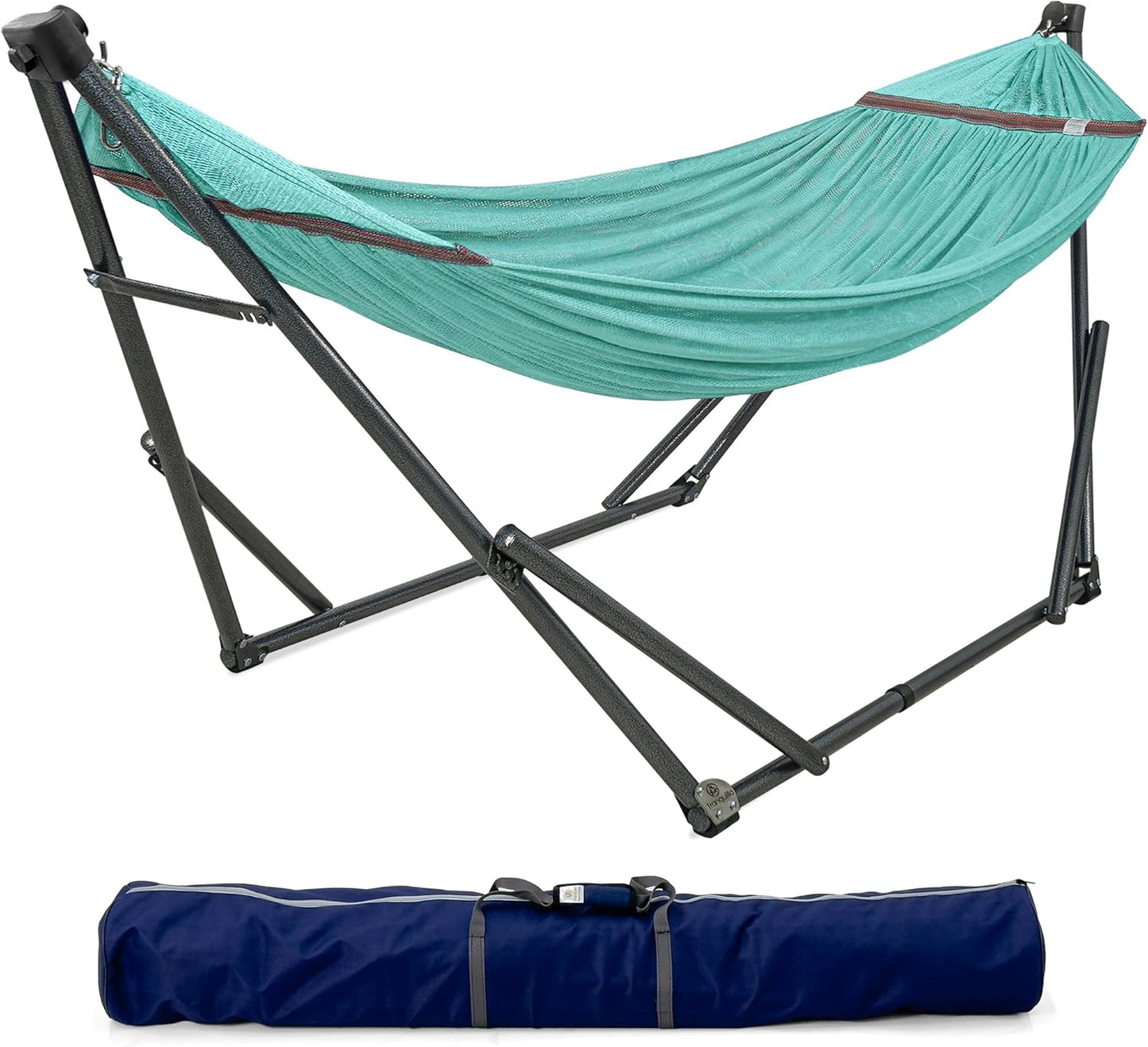 Tranquillo Camping Hammock and Stand, Collapsible Camping Hammock and Stand, 600 lbs Capacity Foldable Hammock for 2 Persons, Premium Noiseless No Screws Heavy Duty Multifunctional Stand, Blue