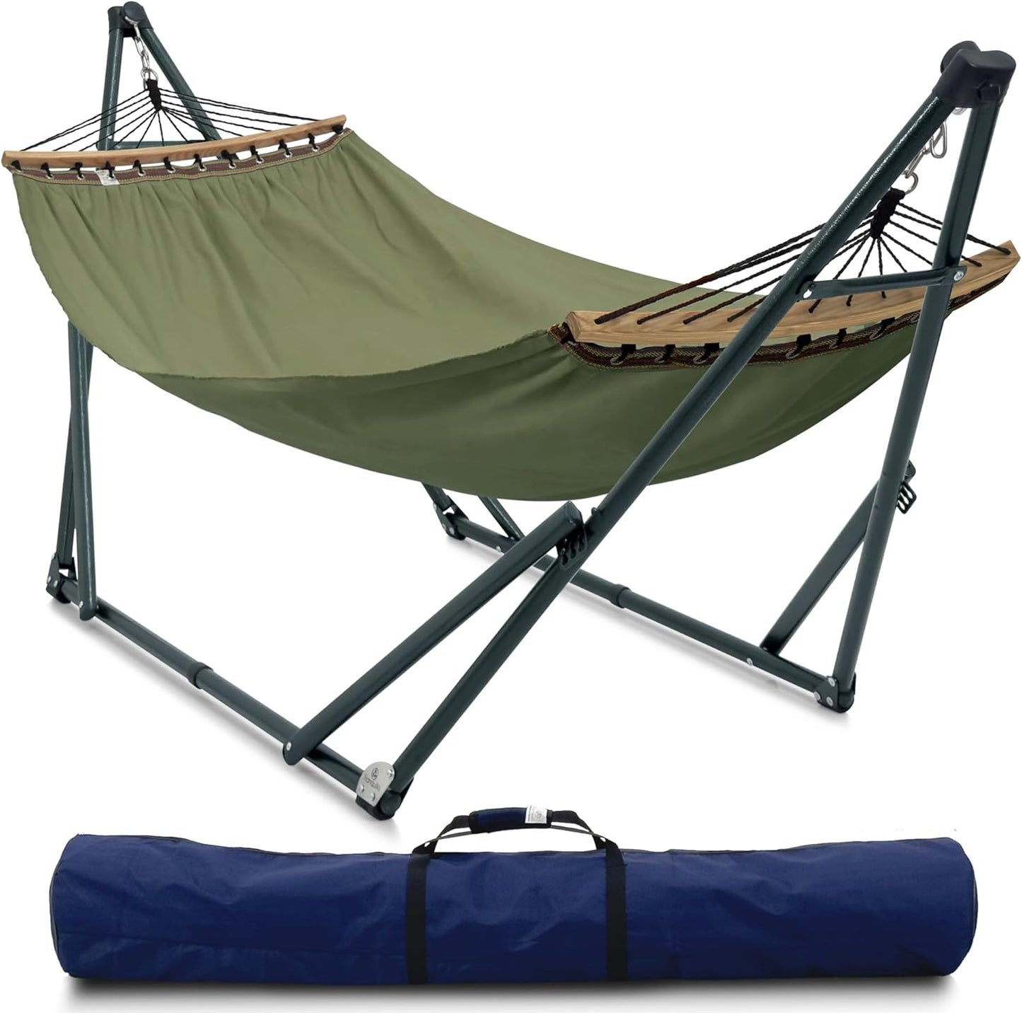 Tranquillo Universal Double Hammock with Stand Included for 2 Persons/Foldable Hammock Stand 600 lbs Capacity Portable Case - Inhouse, Outdoor, Camping, Sky