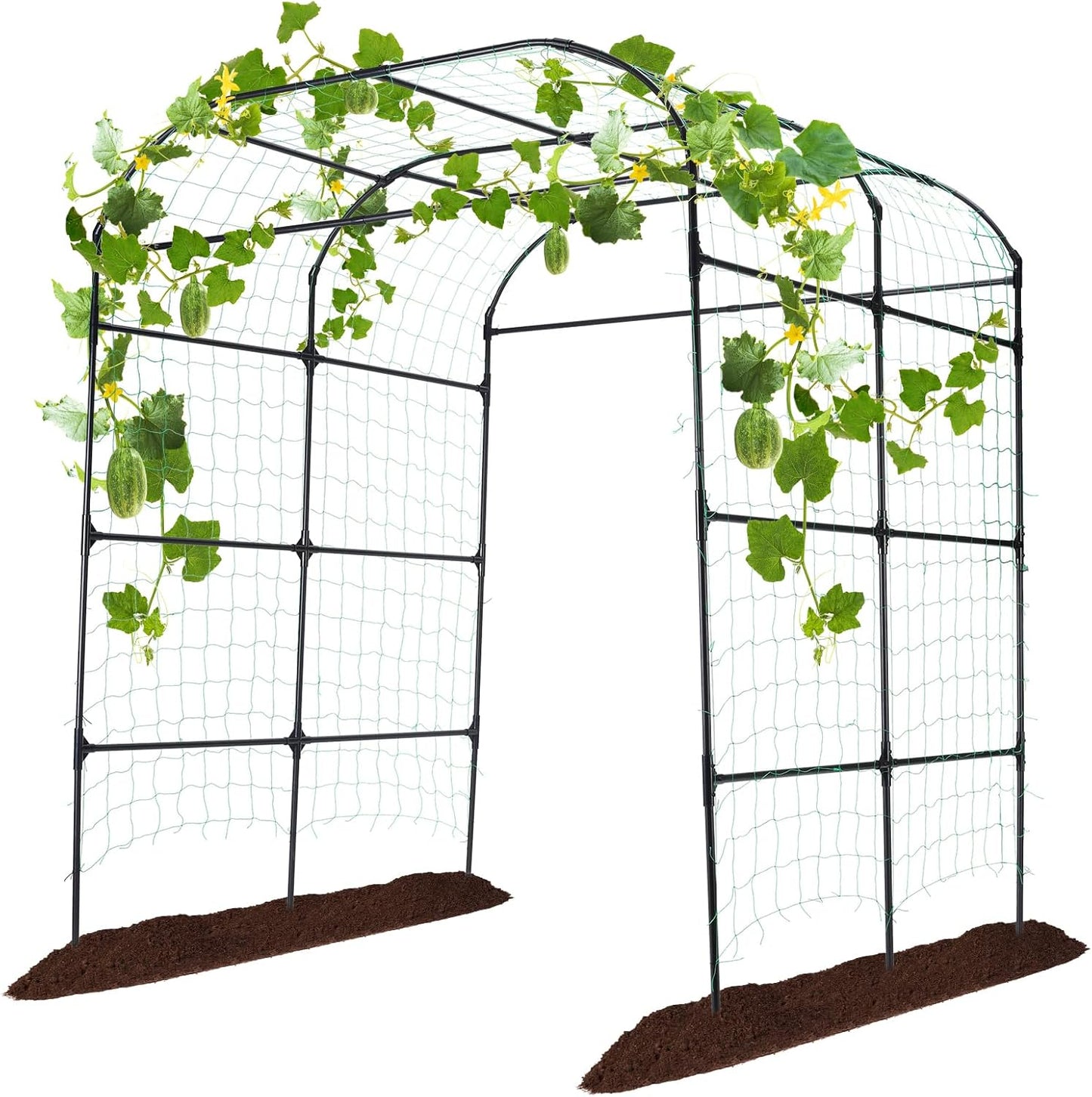 Cucumber Trellis, 6.7ft Tall Garden Arch Trellis for Climbing Plants Outdoor Arbor Support Vine Vegetable Tomato Bean Pea Grape Squash Pumpkin Cucumber Trellis Raised Bed, Lightweight, Black