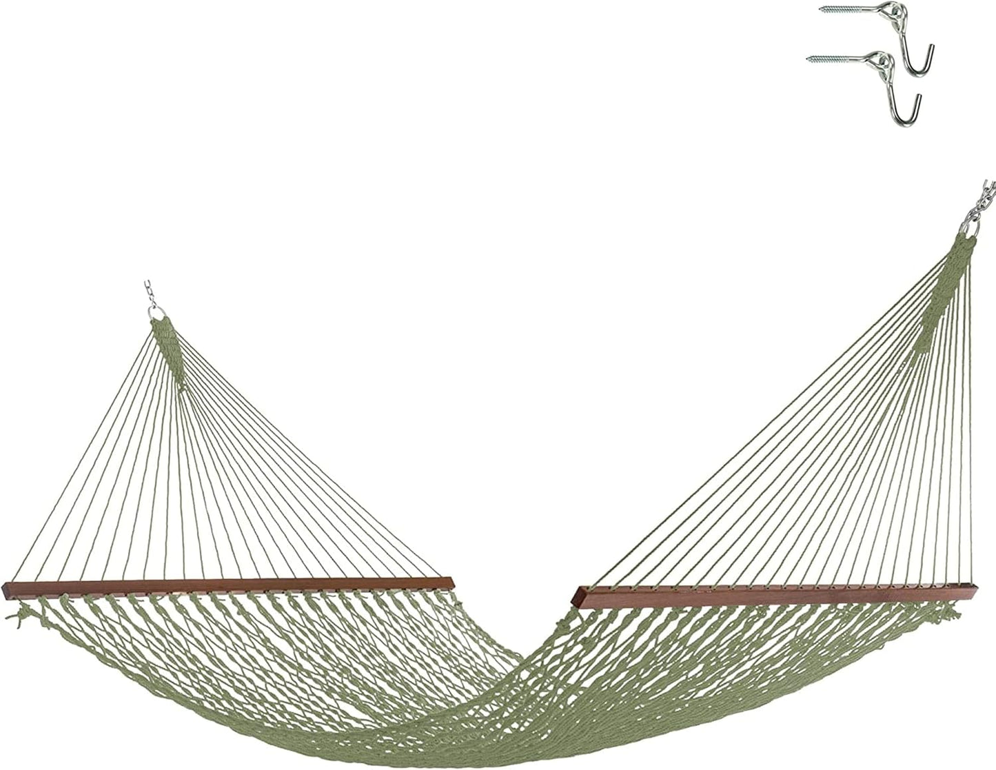 Hatteras Hammocks Deluxe Oatmeal Duracord Rope Hammock with Free Extension Chains & Tree Hooks, Handcrafted in The USA, 450 LB Weight Capacity, 13 ft. x 60 in