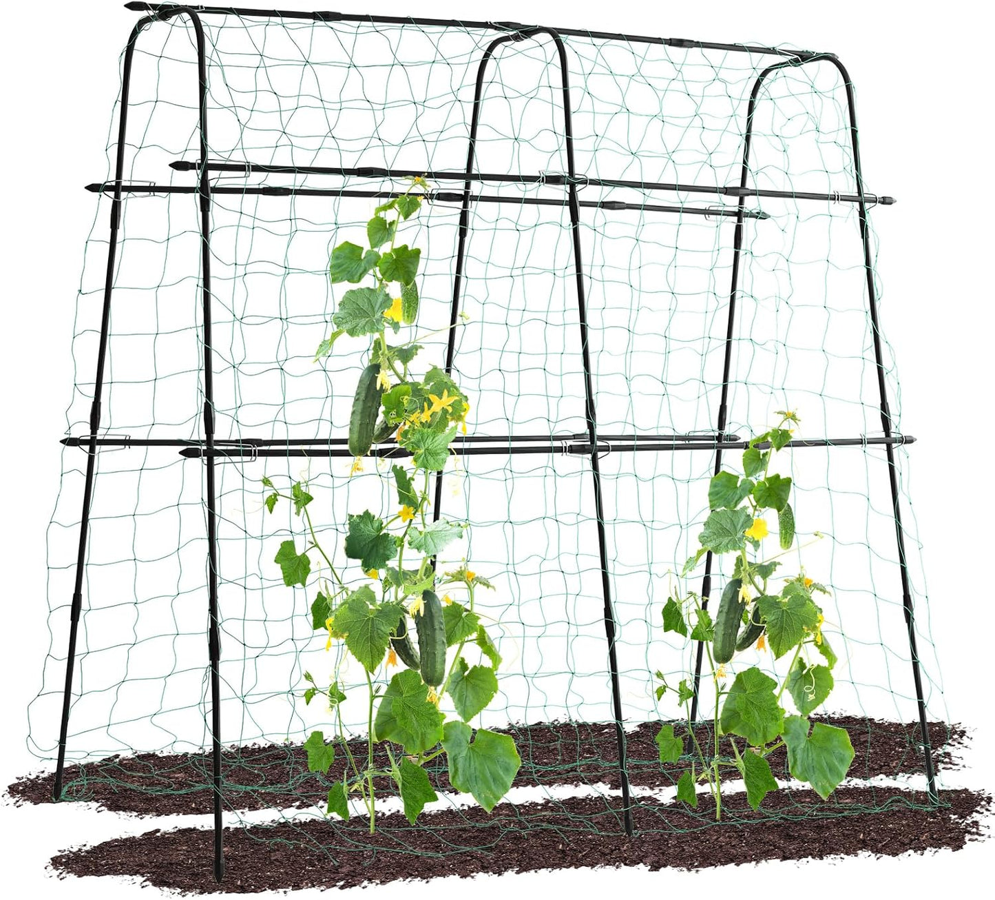 Lalahoni Garden Arch Trellis for Climbing Plants Outdoor, 80 Inch Tall Grape Trellis Metal Vine Plants Support Flower Vegetable Tomato, Cucumber Trellis for Raised Bed, Black