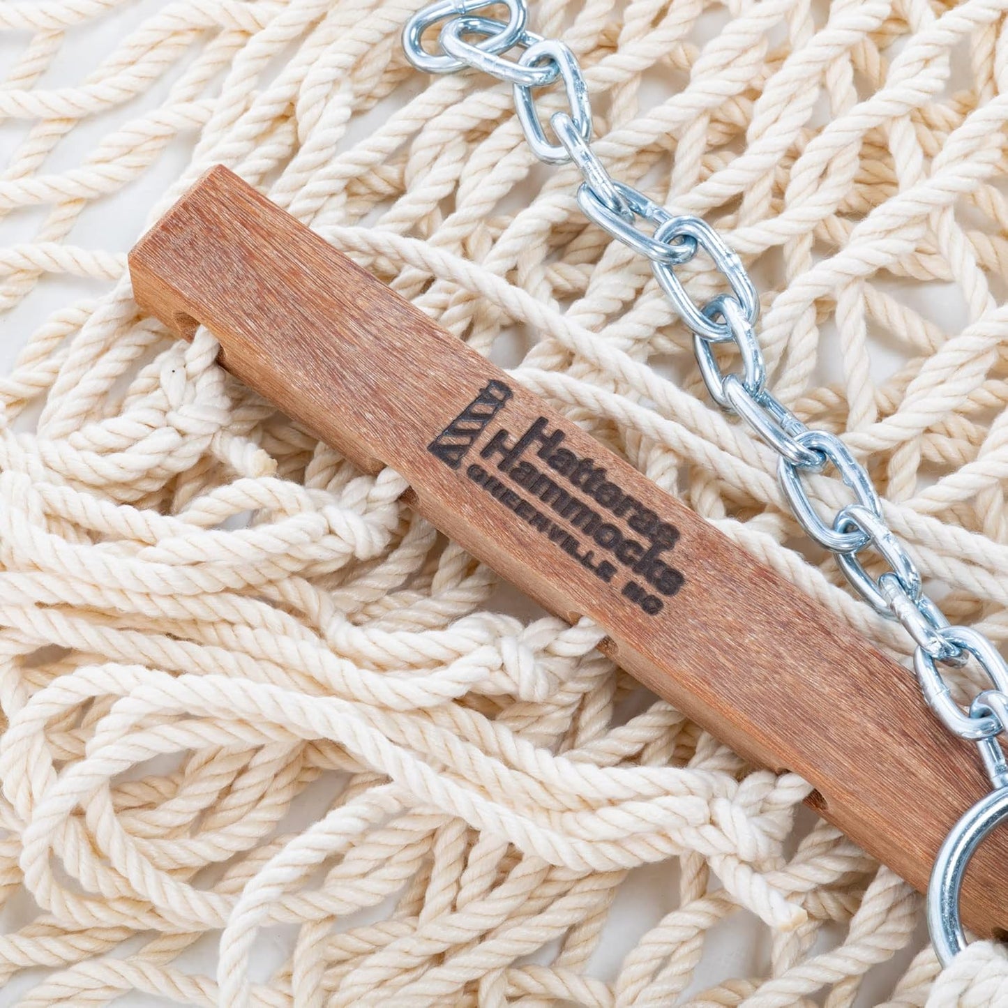 Hatteras Hammocks Deluxe Oatmeal Duracord Rope Hammock with Free Extension Chains & Tree Hooks, Handcrafted in The USA, 450 LB Weight Capacity, 13 ft. x 60 in