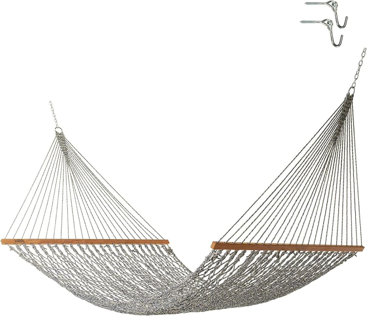 Hatteras Hammocks Deluxe Oatmeal Duracord Rope Hammock with Free Extension Chains & Tree Hooks, Handcrafted in The USA, 450 LB Weight Capacity, 13 ft. x 60 in