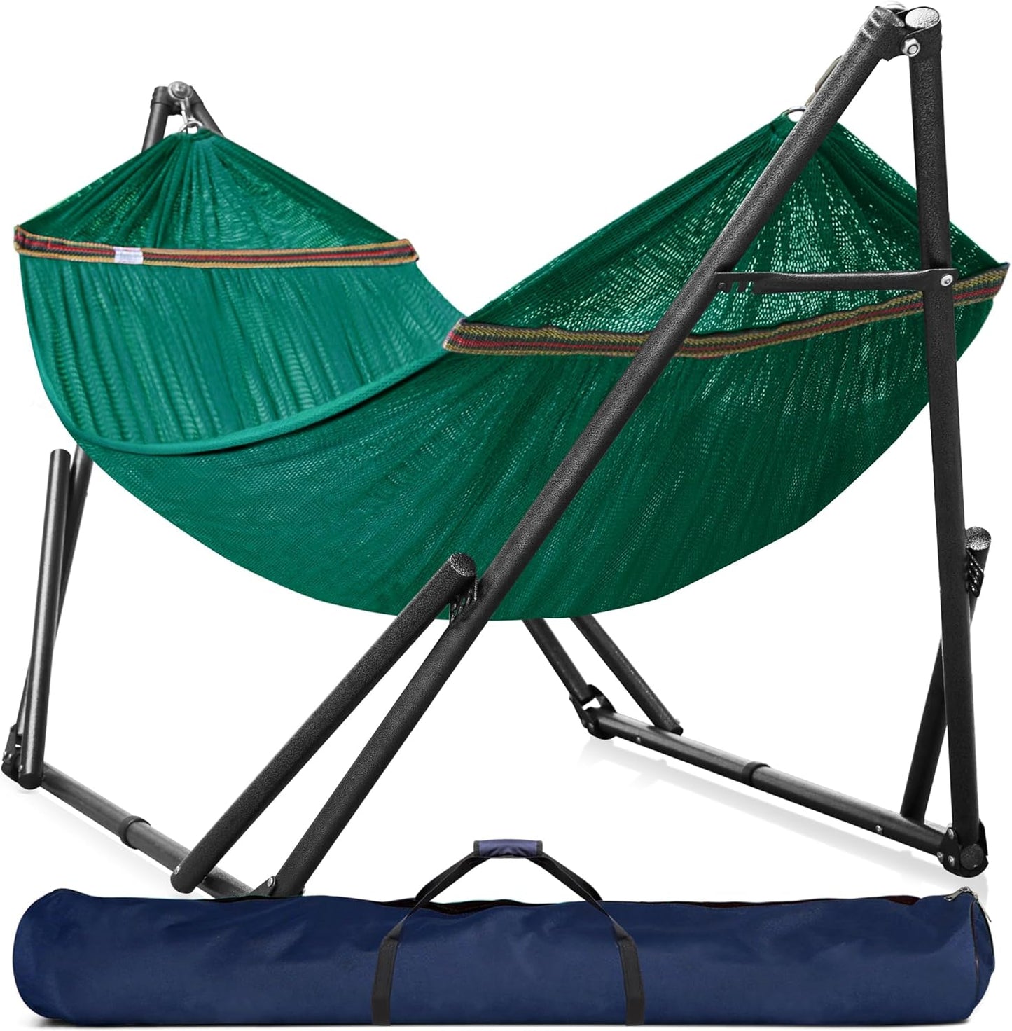Tranquillo Universal Double Hammock with Stand Included for 2 Persons/Foldable Hammock Stand 600 lbs Capacity Portable Case - Inhouse, Outdoor, Camping, Sky