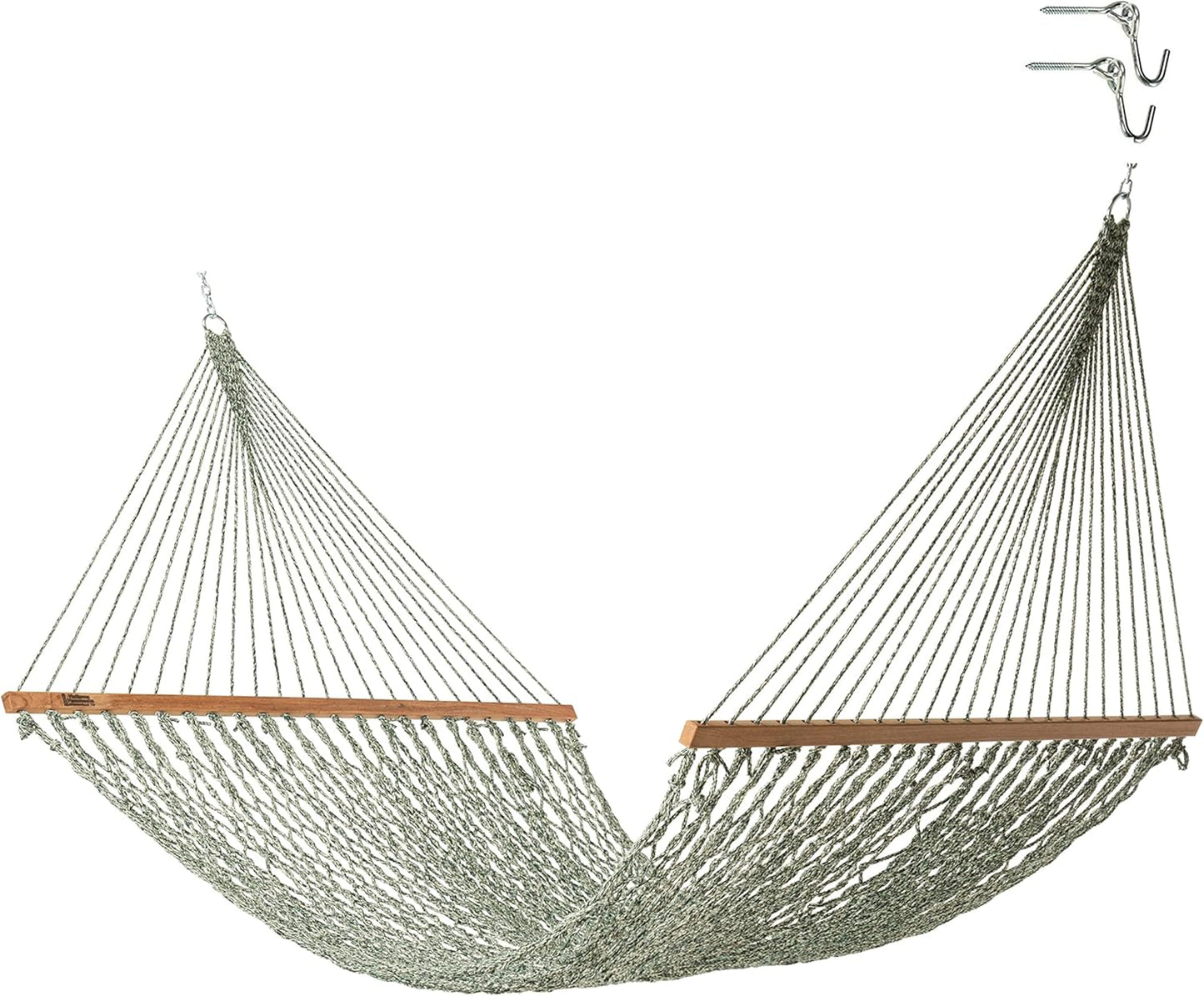 Hatteras Hammocks Deluxe Oatmeal Duracord Rope Hammock with Free Extension Chains & Tree Hooks, Handcrafted in The USA, 450 LB Weight Capacity, 13 ft. x 60 in