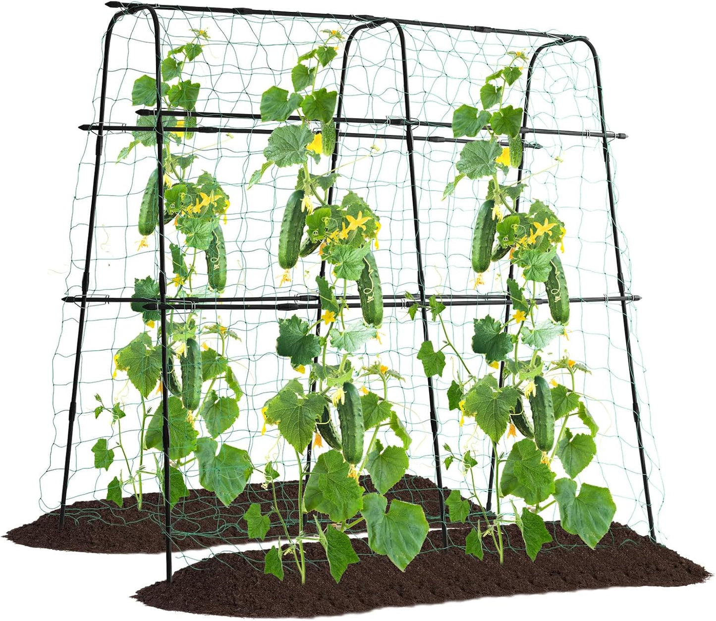Cucumber Trellis, 6.7ft Tall Garden Arch Trellis for Climbing Plants Outdoor Arbor Support Vine Vegetable Tomato Bean Pea Grape Squash Pumpkin Cucumber Trellis Raised Bed, Lightweight, Black