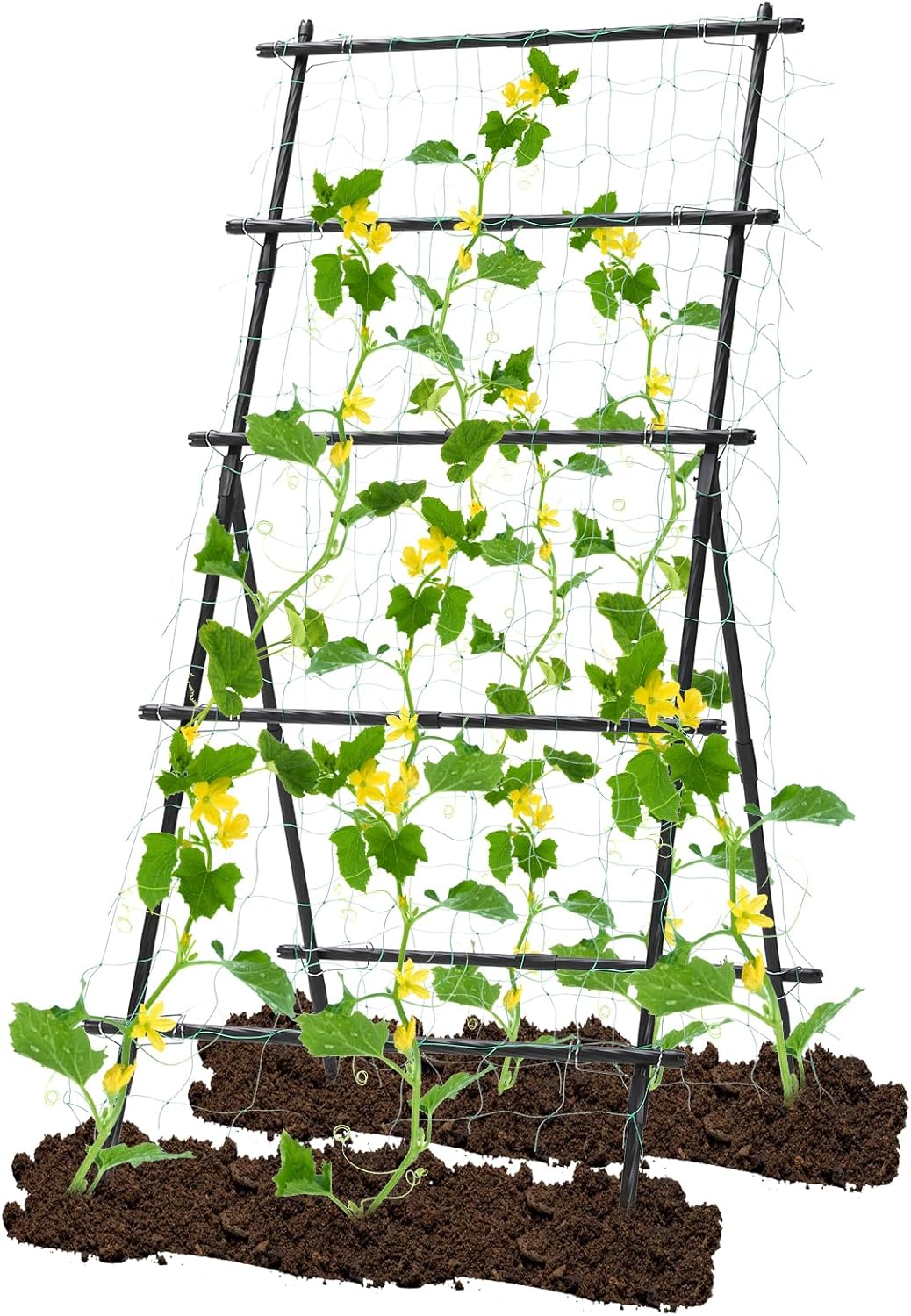 Cucumber Trellis, 6.7ft Tall Garden Arch Trellis for Climbing Plants Outdoor Arbor Support Vine Vegetable Tomato Bean Pea Grape Squash Pumpkin Cucumber Trellis Raised Bed, Lightweight, Black